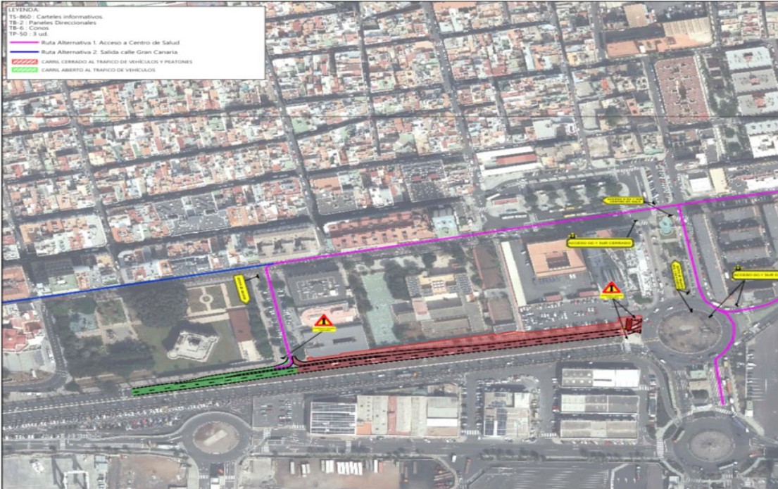Desvío provisional en la Avenida Marítima por las obras de Soterramiento de Belén María