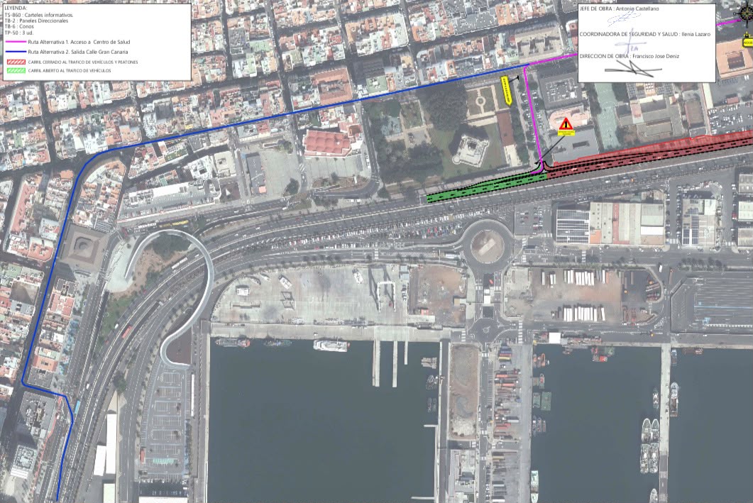 Desvío provisional en la Avenida Marítima por las obras de Soterramiento de Belén María