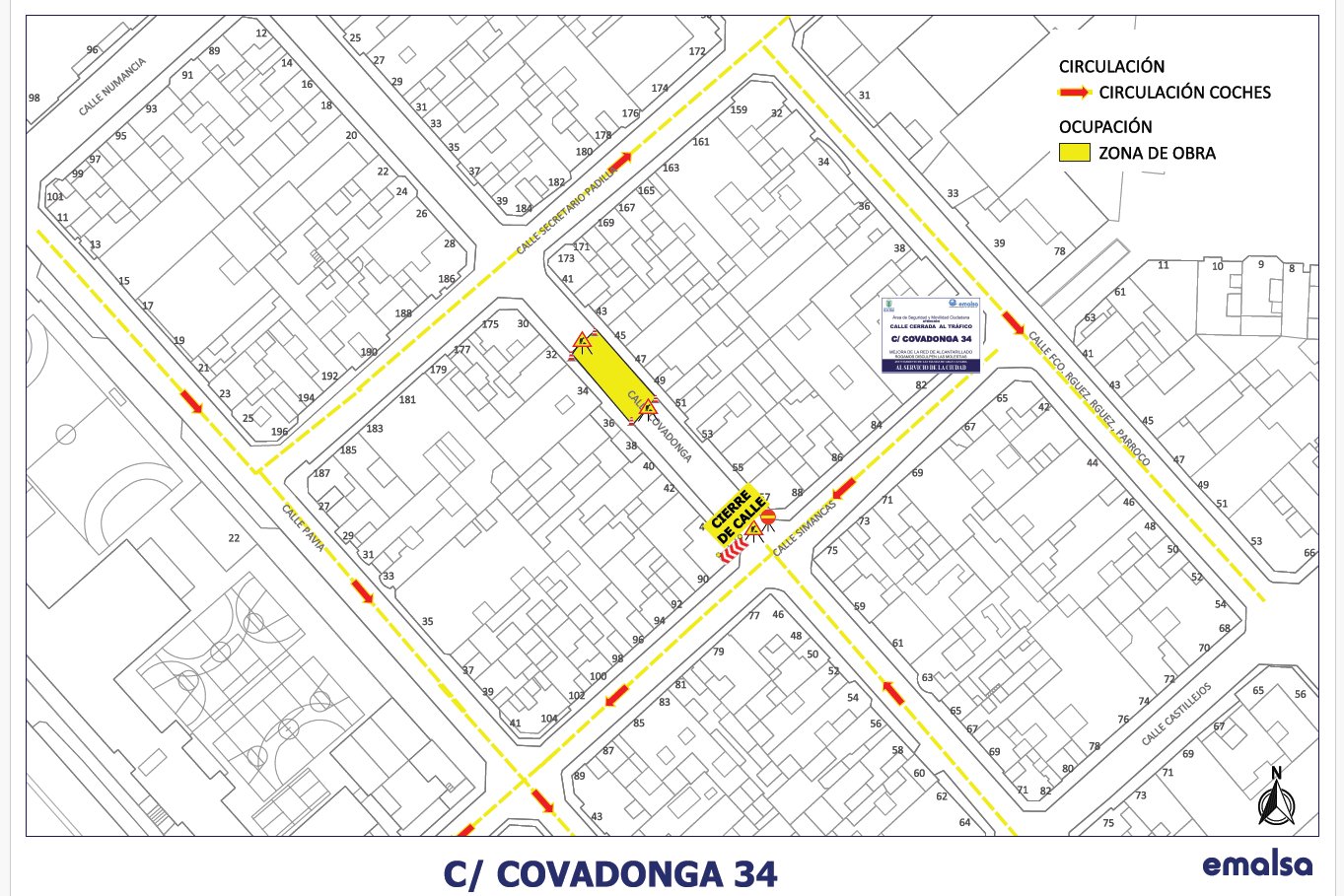 EMALSA actúa en la red de saneamiento de dos tramos de la calle Covadonga