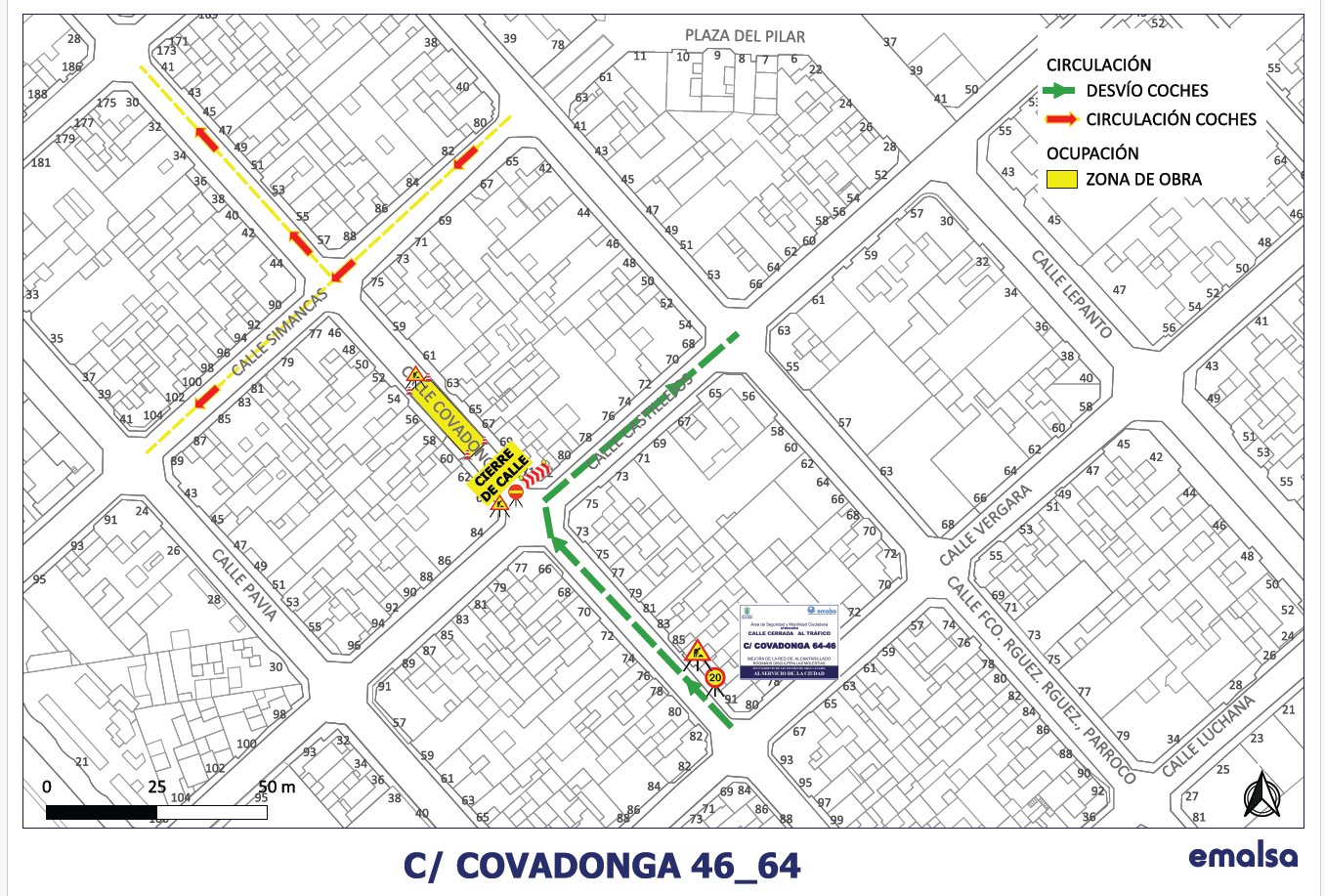 EMALSA actúa en la red de saneamiento de dos tramos de la calle Covadonga
