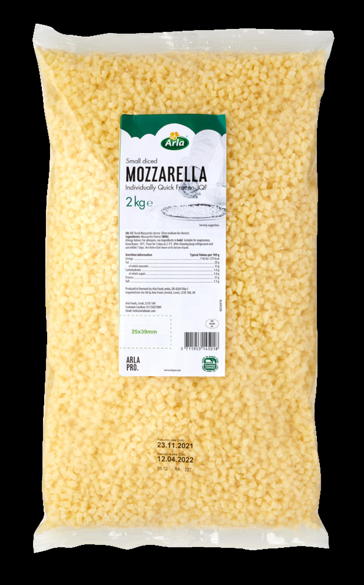 Arla Pro SMALL Diced Mozzarella (4mm) 2kg