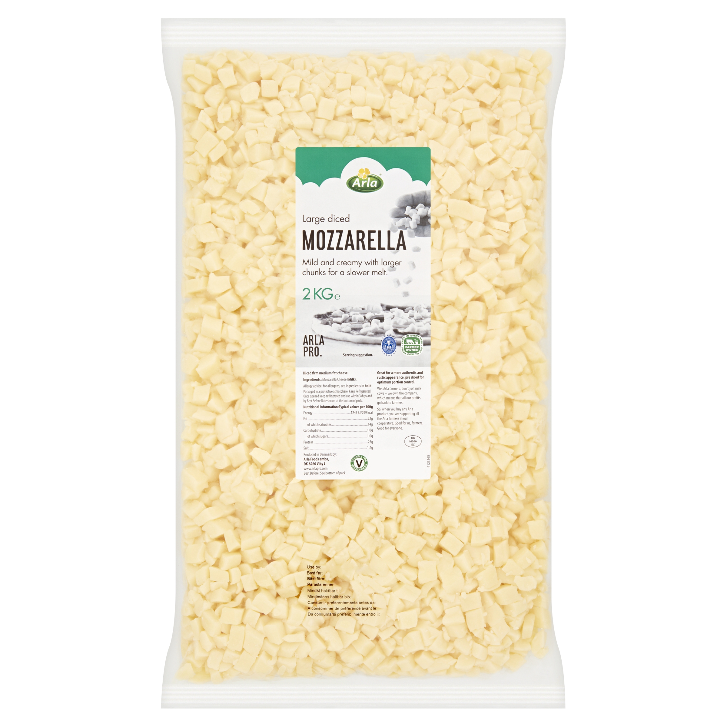 DICED/ CUBED Arla Pro Mozzarella 2kg