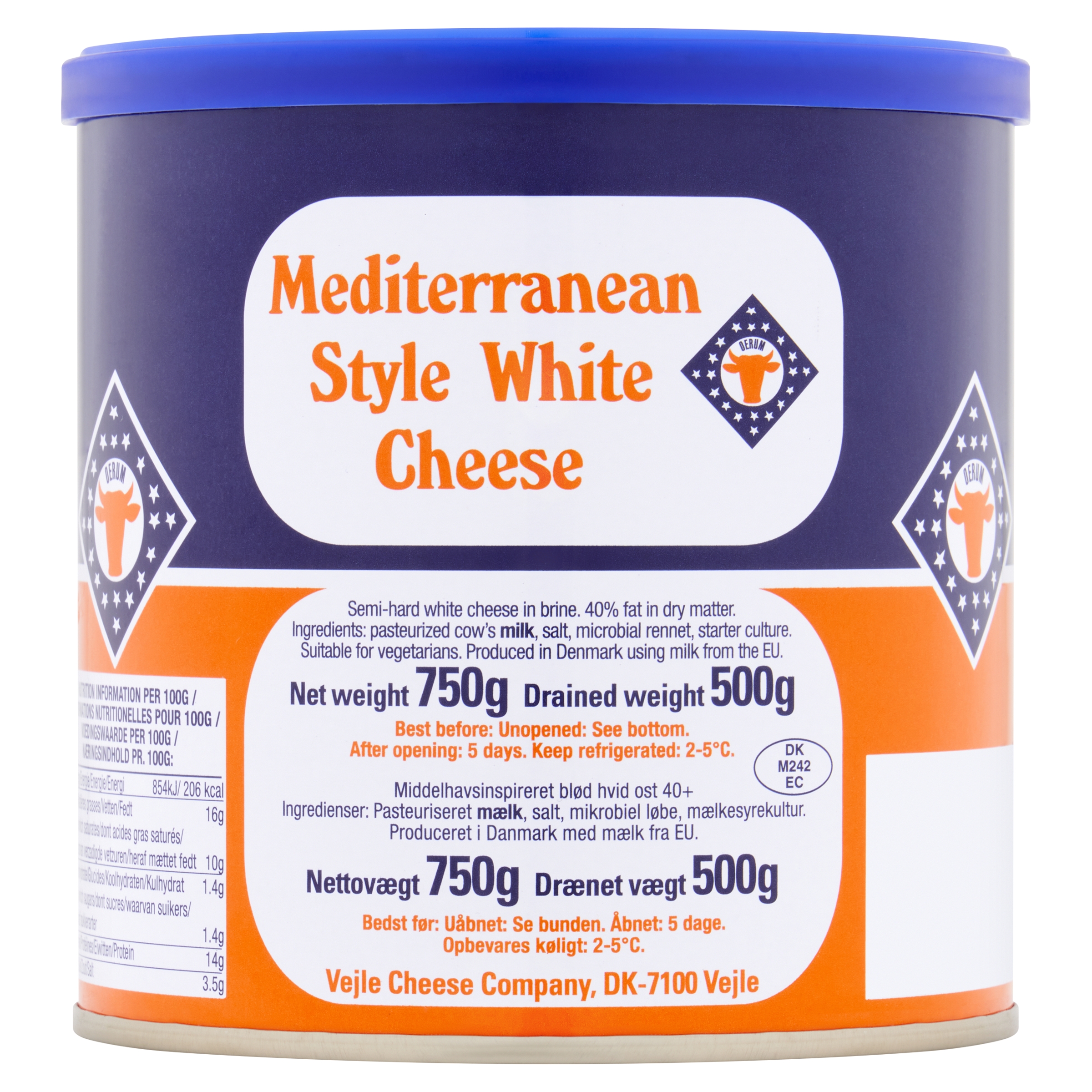 Mediterranean Cow Tin 500g (Soft White Cheese)