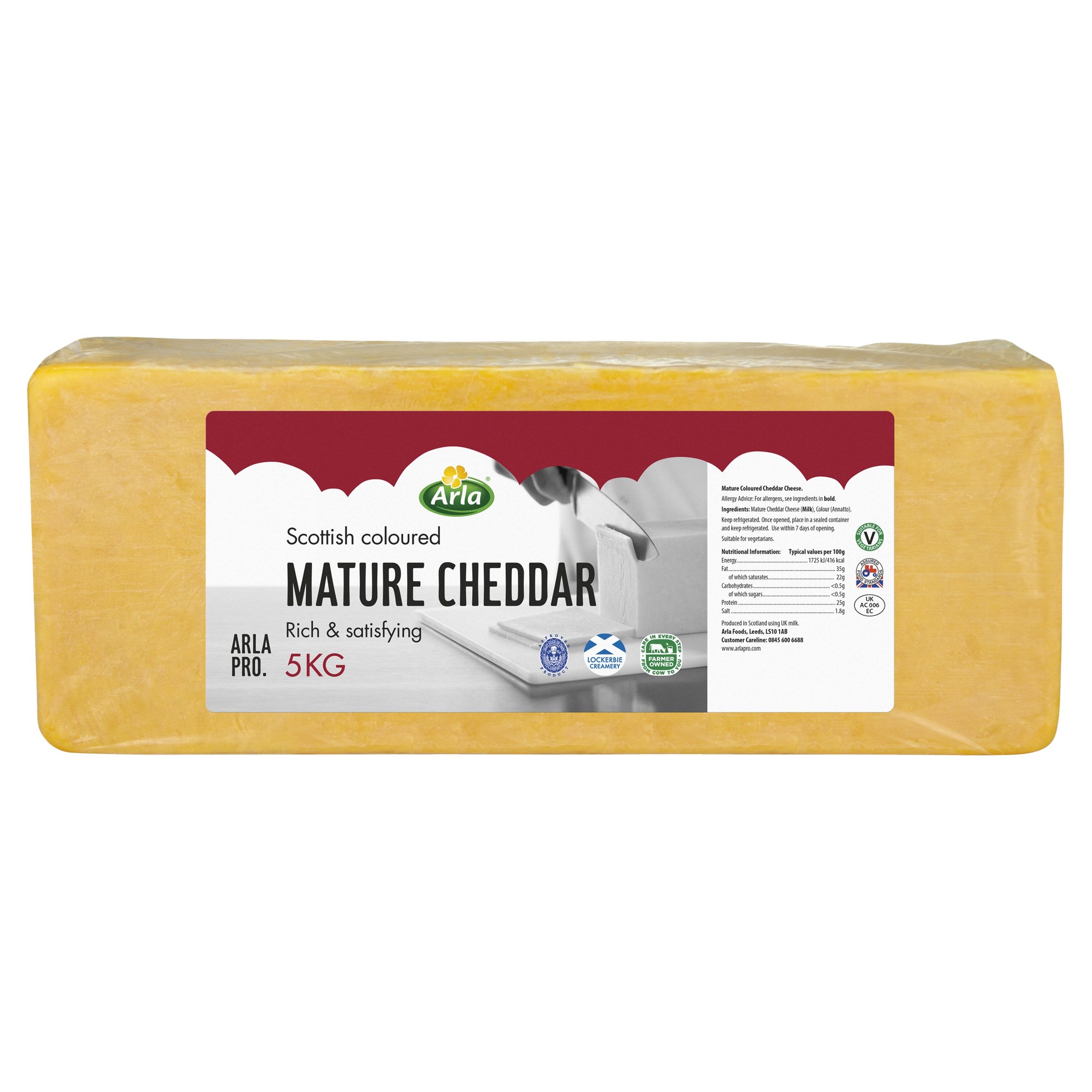 Arla Pro Scottish Mature Coloured Cheddar 2.5KG