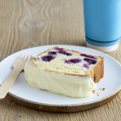 Cream Cheese & Blueberry Loaf Cake with Lemon Glaze