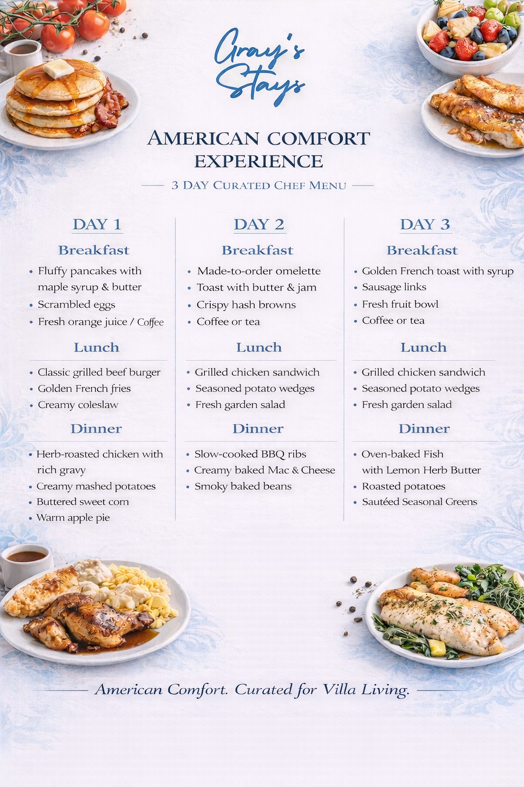 Complimentary Chef menu 1