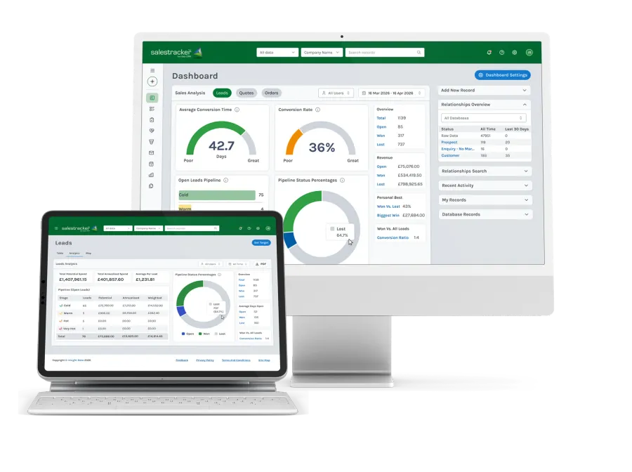 Salestracker on desktop and tablet