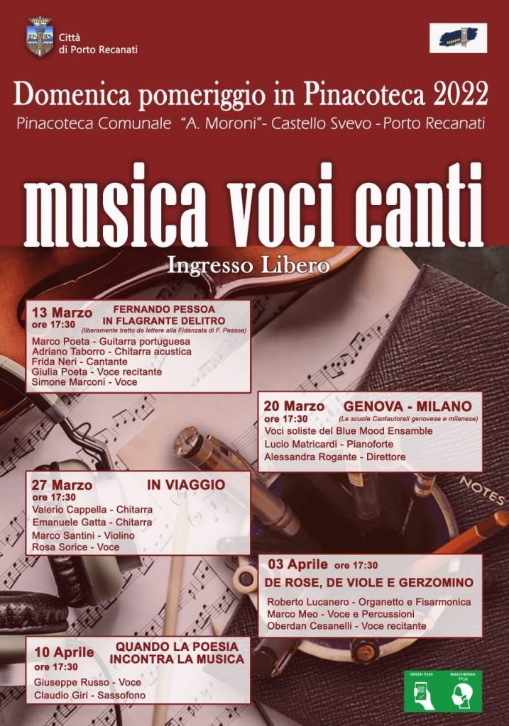 Porto Recanati: musica, voci, canti. domenica pomeriggio in pinacoteca