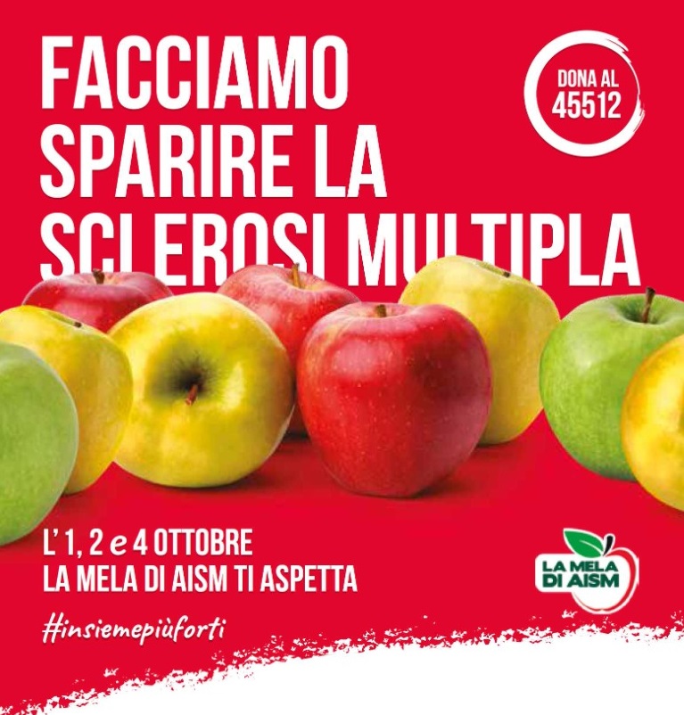 “Facciamo sparire la sclerosi multipla”. Tre giorni di sensibilizzazione con “La Mela di Aism”