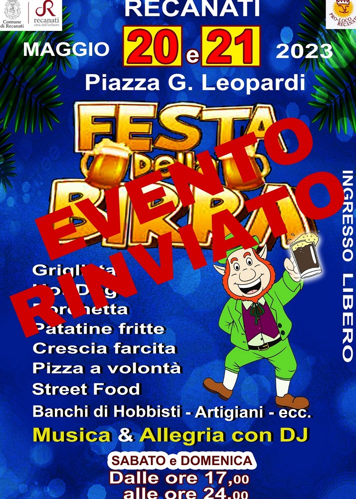 Rinviata a Recanati la festa della birra a causa del maltempo