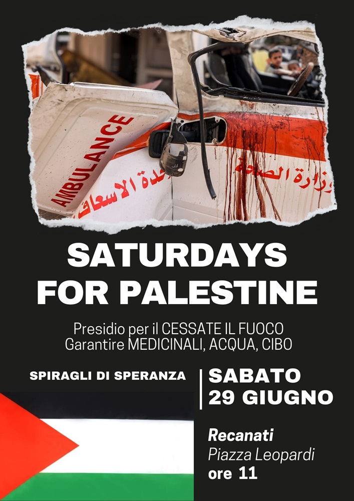 Recanati. “Saturdays for Palestine. Spiragli di speranza” continua la sua persenza sul territorio