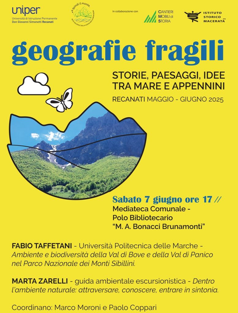 GEOGRAFIE FRAGILI – Terza e ultima tappa sabato 7 giugno a Recanati
