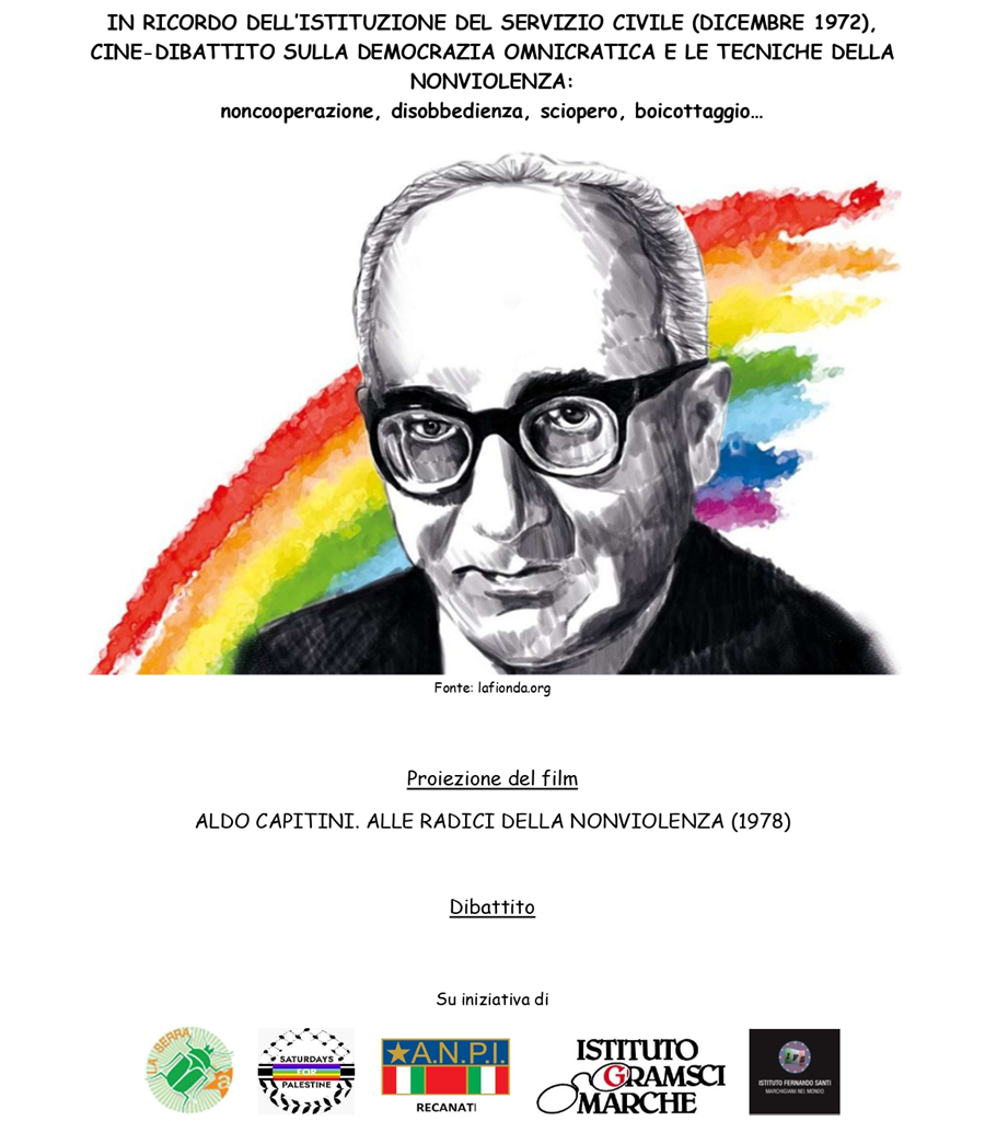 Proiezione del film “Aldo Capitini. Alle Radici Della Nonviolenza” all’Arci di Recanati