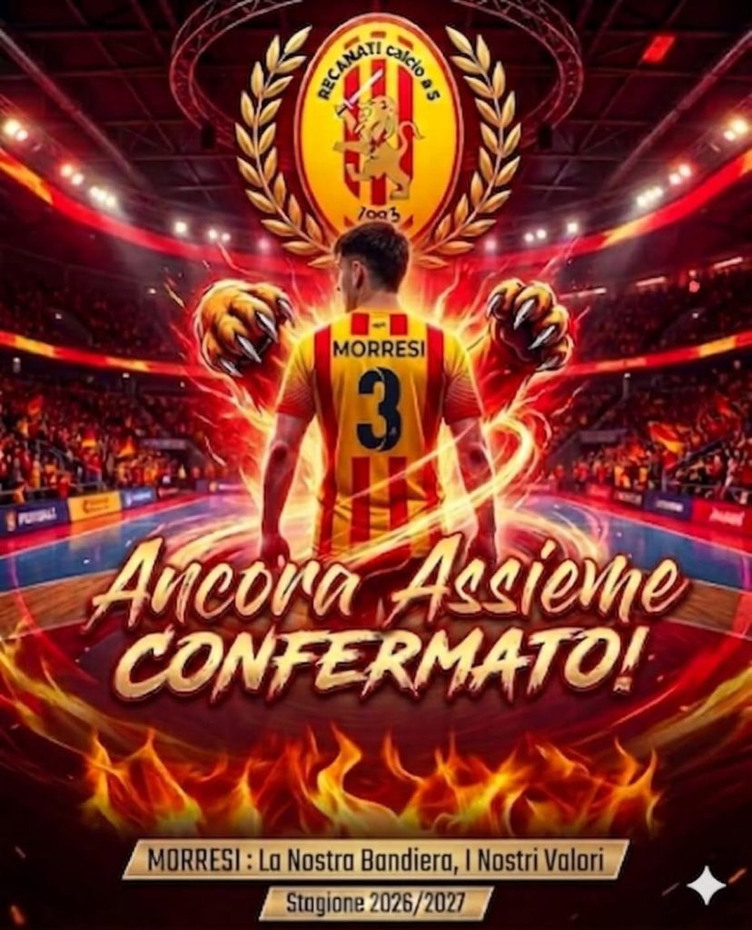 Recanati calcio a 5, rinnova anche la bandiera Francesco Morresi