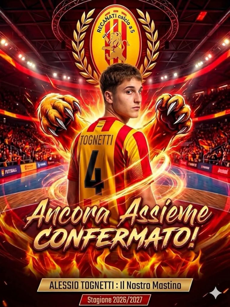Il Recanati calcio a 5 conferma anche Alessio Tognetti