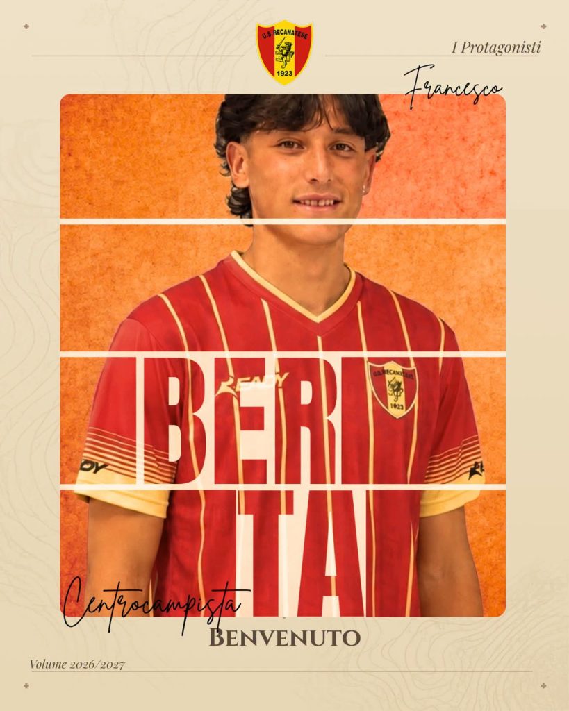 Nuovo innesto alla Recanatese, dal Perugia arriva in prestito Francesco Berta