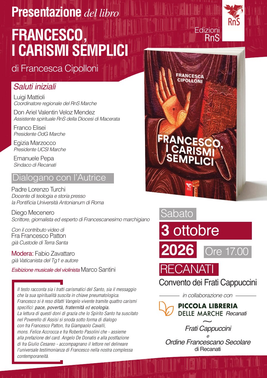 Locandina della presentazione del libro Francesco, i carismi semplici