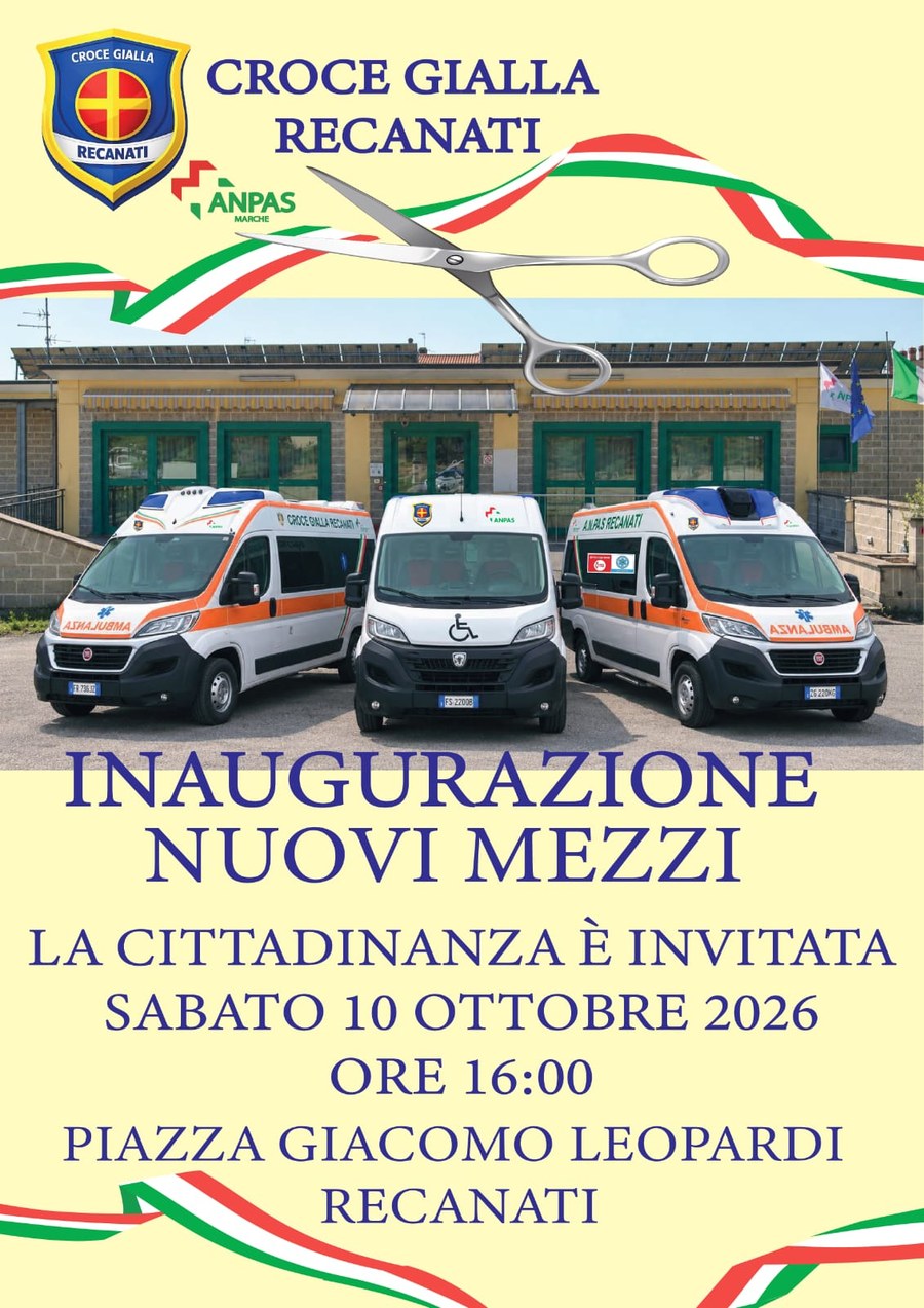 Manifesto inaugurazione nuovi mezzi Croce Gialla