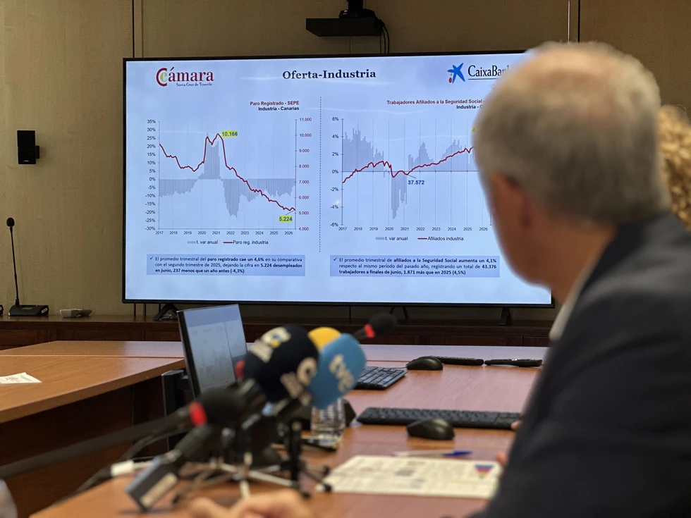 Presentación del Boletín de Coyuntura Económica de Canarias, elaborado por la Cámara Oficial de Comercio, Industria, Servicios y Navegación de Santa Cruz de Tenerife / TVi