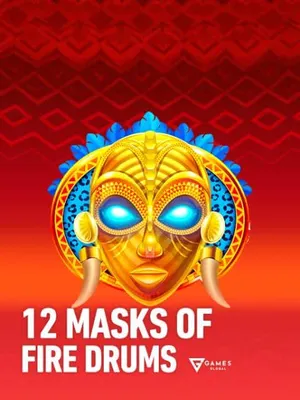 Tribal fire masks and drums against a blazing ceremonial bonfire background