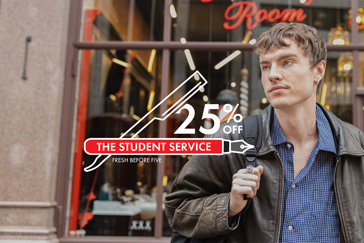 Study hard, look sharp. 25% off for students